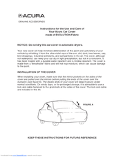 Acura 08P34-SEC-2001-81 Instructions For The Use And Care