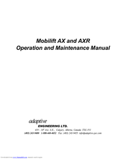 Adaptive Engineering Mobilift AX Operation And Maintenance Manual