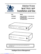 ADDER AdderView Matrix AVM216MP Installation And Use Manual