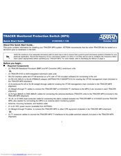ADTRAN TRACER Protection Switch Quick Start Manual