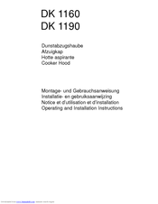 AEG DK 1160 Operating And Installation Instructions