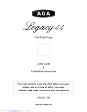 AGA Legacy ALEBS44-DF-CD User's Manual & Installation Instructions