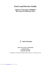 Agilent Technologies 85032E User's And Service Manual