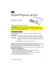 3M WX20 - Digital Projector WXGA LCD Operator's Manual