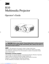 3M Multimedia Projector H10 Operator's Manual