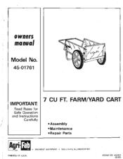 Agri-Fab 7 cu ft. Farm/Garden Cart 45-01761 Owner's Manual