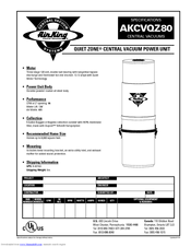 Air King QUIET ZONE AKCVQZ80 Specifications