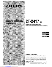 Aiwa CT-X4 Operating Instructions Manual