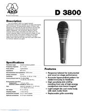 AKG D 3800 Specifications