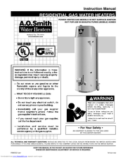 A.O. Smith POWER VENTED GAS MODELS Instruction Manual