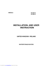 A.O. Smith EQ 380 Installation And User Instructions Manual
