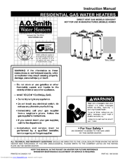 A.O. Smith GDV Instruction Manual
