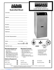 A.O. Smith LB-750 Specification Sheet
