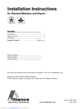 Alliance Laundry Systems Dishwasher Installation Instructions Manual