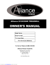 ALLIANCE 835HR Owner's Manual