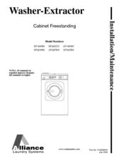 Alliance Laundry Systems SF25VCV Installation & Maintenance