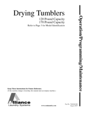Alliance Laundry Systems Drying Tumbler Part No. 70400401R2 Operating And Programming Manual