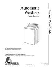 Alliance Laundry Systems LWS01A*C series Use And Care Manual