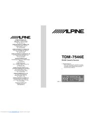 Alpine TDM-7546E Owner's Manual