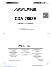 Alpine CDA-7892E Owner's Manual