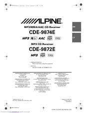 Alpine CDE-9872E Owner's Manual