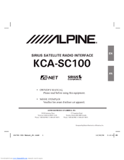 Alpine SIRIUS KCA-SC100 Owner's Manual