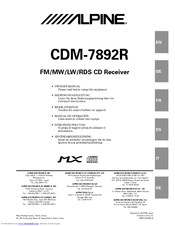 Alpine CDM-7892R Owner's Manual