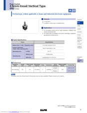 Alps Electric SPEC Series Specification Sheet