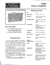 Altec Lansing 1590E POWER AMPLIFIER Specification Sheet
