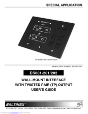 Altinex Wall Mount Interface with Twisted Pair (TP) Output DS801-201 User Manual