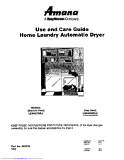 Amana LE8467W/L2 Use And Care Manual