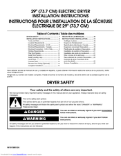 Whirlpool WED5300VW - 7.0 Cu Ft Installation Instructions Manual