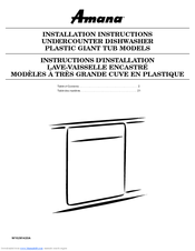 Amana ADB1600AW Installation Instructions Manual