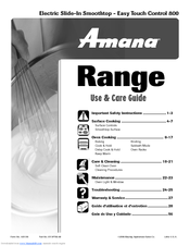 Amana EASY TOUCH CONTROL Easy Touch Control 800 Use And Care Manual