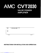Amc CVT2030 Instructions For Installation And Operation Manual