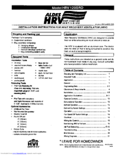 American Aldes Heat Recovery Ventilator HRV 120SRD Installation Instructions Manual