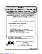 American Dryer Corp. AD-100 Installation, Service & Parts Manual
