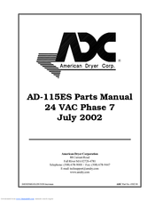 American Dryer Corp. AD-115ES II Parts Manual