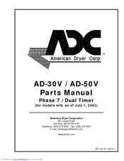 American Dryer Corp. AD-50V Parts Manual