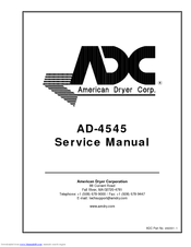 American Dryer Corp. AD-4545 Service Manual