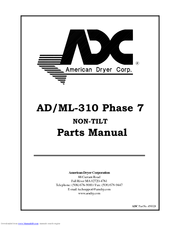 American Dryer Corp. AD/ML-310 Non-Tilt Parts Manual