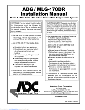 American Dryer Corp. ADG-170DR Installation Manual