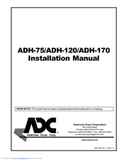 American Dryer Corp. ADH-170 Installation Manual