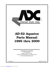 American Dryer Corp. Aquatex AD-52 Parts Manual