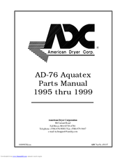American Dryer Corp. Aquatex AD-76 Parts Manual