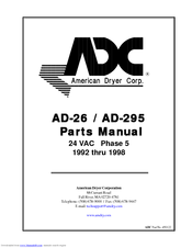 American Dryer Corp. Dyer AD-295 Parts Manual