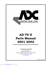 American Dryer Corp. Gas DSI/Electric/ Steam AD-78 II Parts Manual
