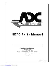 American Dryer Corp. HB76 Parts Manual