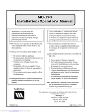 Maytag MD-170 Installation & Operator's Manual