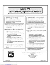 Maytag MDG-75 Installation & Operator's Manual